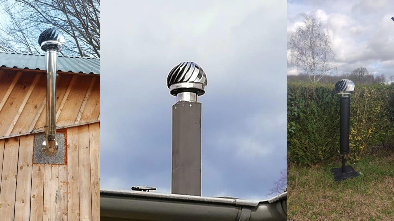 Kaminaufsatz Schornsteinaufsatz Edelstahl drehbarer Kugelaufsatz Lüftungsaufsatz Kaminhaube Schornsteinabdeckung Kaminlüfter (120 mm)