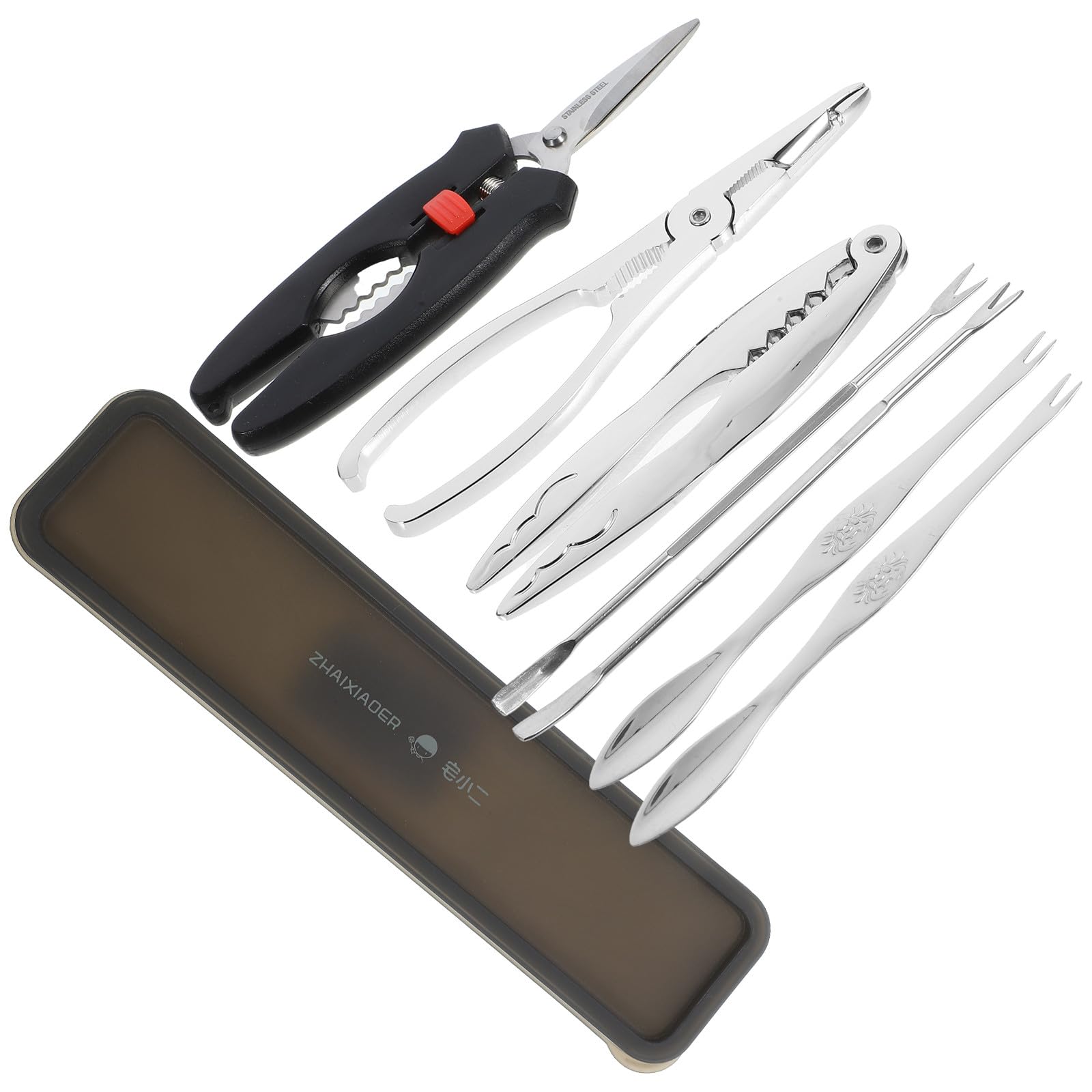 Alasum Set Utensili in Acciaio Inossidabile per Granchio e Astice Forchette e Pinze, Strumenti da Cucina per Crostacei per Occasioni Conviviali e Regali