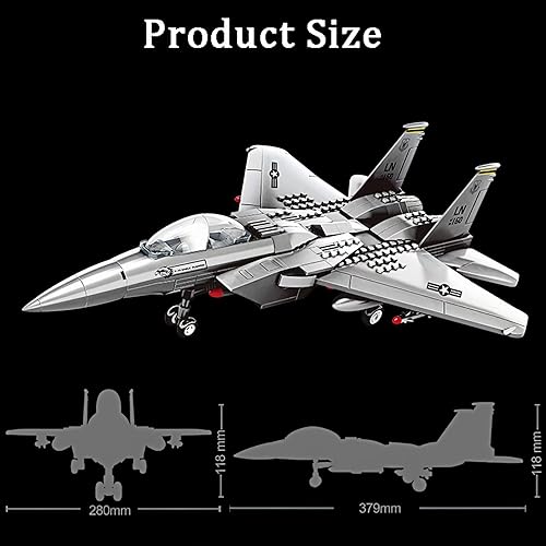 Miniatura 7 de Avión de combate militar F-15 Eagle Fighter compatible con Lego, 270 piezas de avión de juguete para niños a partir de 10 y adultos, juguetes de