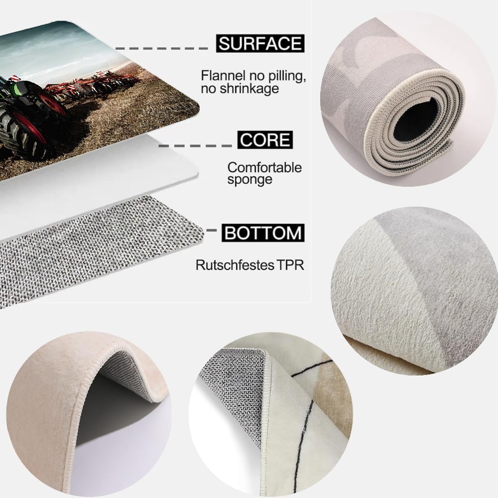 MARBRE Traktor Teppich Wohnzimmer Schlafzimmer 3D Traktor LKW Teppiche rutschfest Waschbarer Kurzflor Teppich Grösse 80x120 cm Flauschig Weich Soft Home Outdoor Carpet Matte(Image 17-19)
