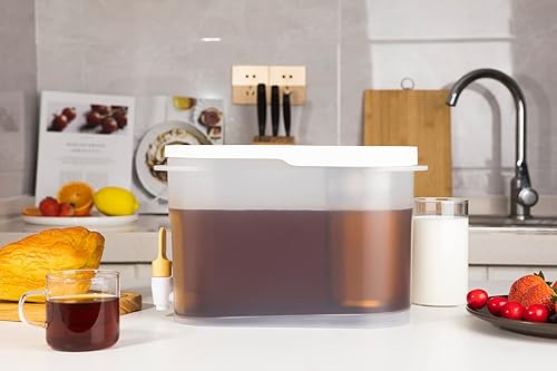 Miniatura 5 de Baraiser Cafetera fría de 3/4 galones, con filtro de acero de malla ultrafina y espita, color blanco