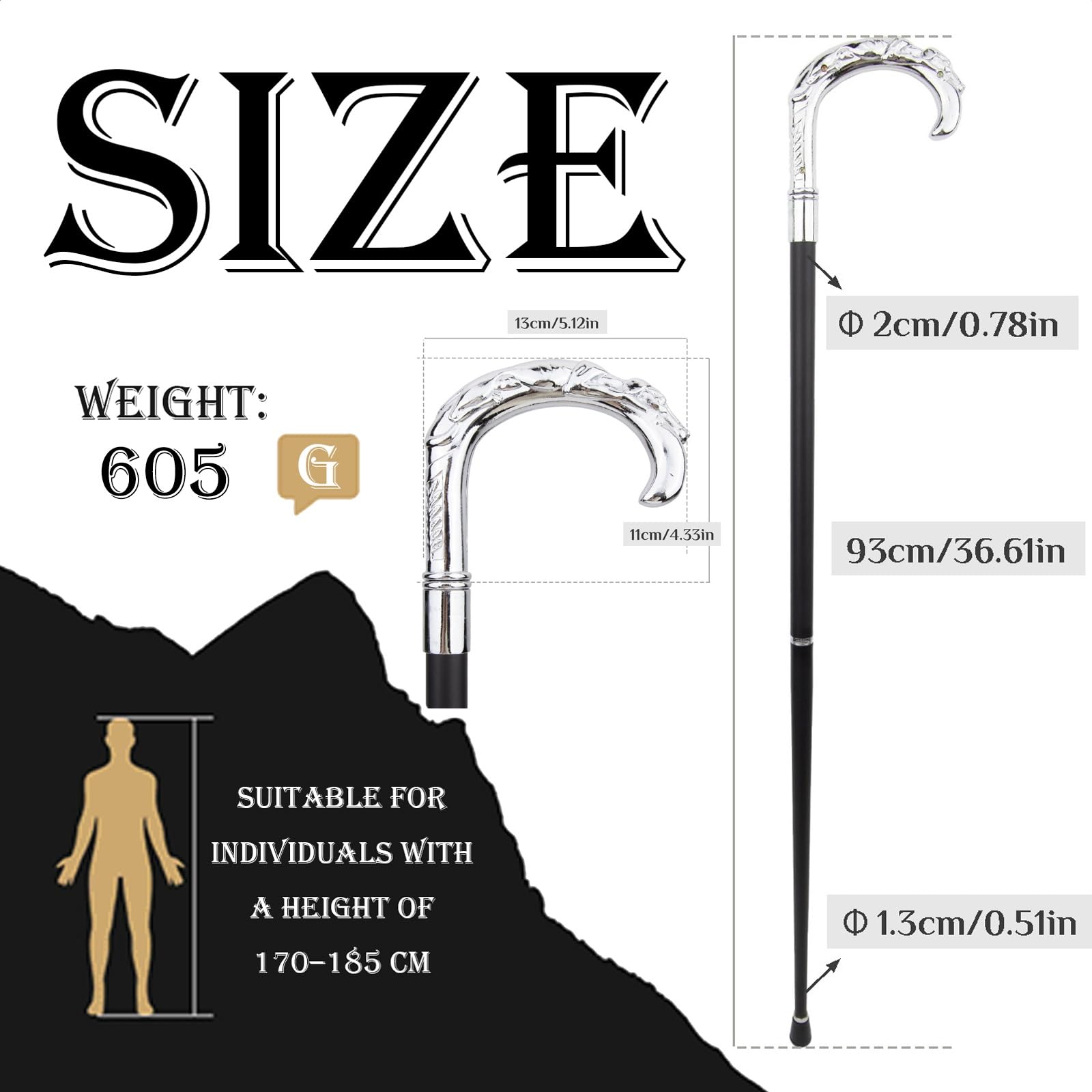 Bastón de Senderismo Blanco Curvado, Bastón de Trekking Minimalista con Arco Suave, Ayuda para la Movilidad Ligera, Resistente y Ergonómica para Hombres y Mujeres