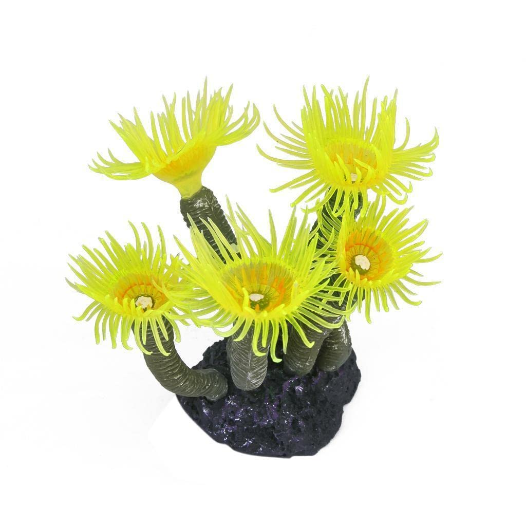 Enakshi (LABEL) Creations Yellow Artificial Fake Sea Anemone Coral Aquarium Fish Tank Ornament DecorationPet Supplies|Fish & Aquariums|Decorations