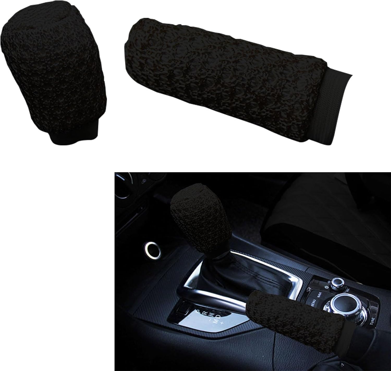 Middrivr Car Gear Shift Cover Set, Gear Shift Knob Cover & Hand Brake Cover, Car