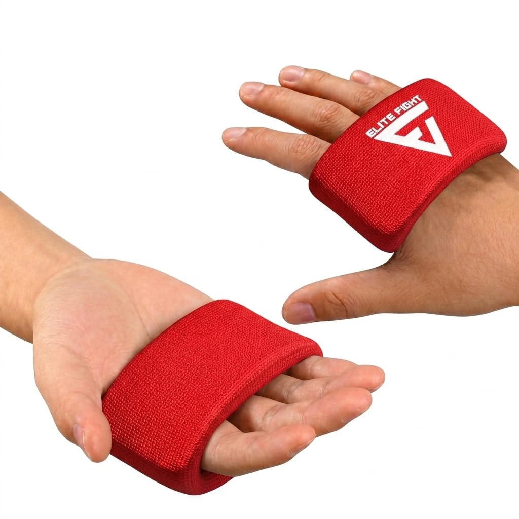 ELITE FIGHT Knuckle Pads – Gel & EVA Foam Padded Nylon Fabric for Boxing, MMA & Martial Arts – Men & Women (Red)