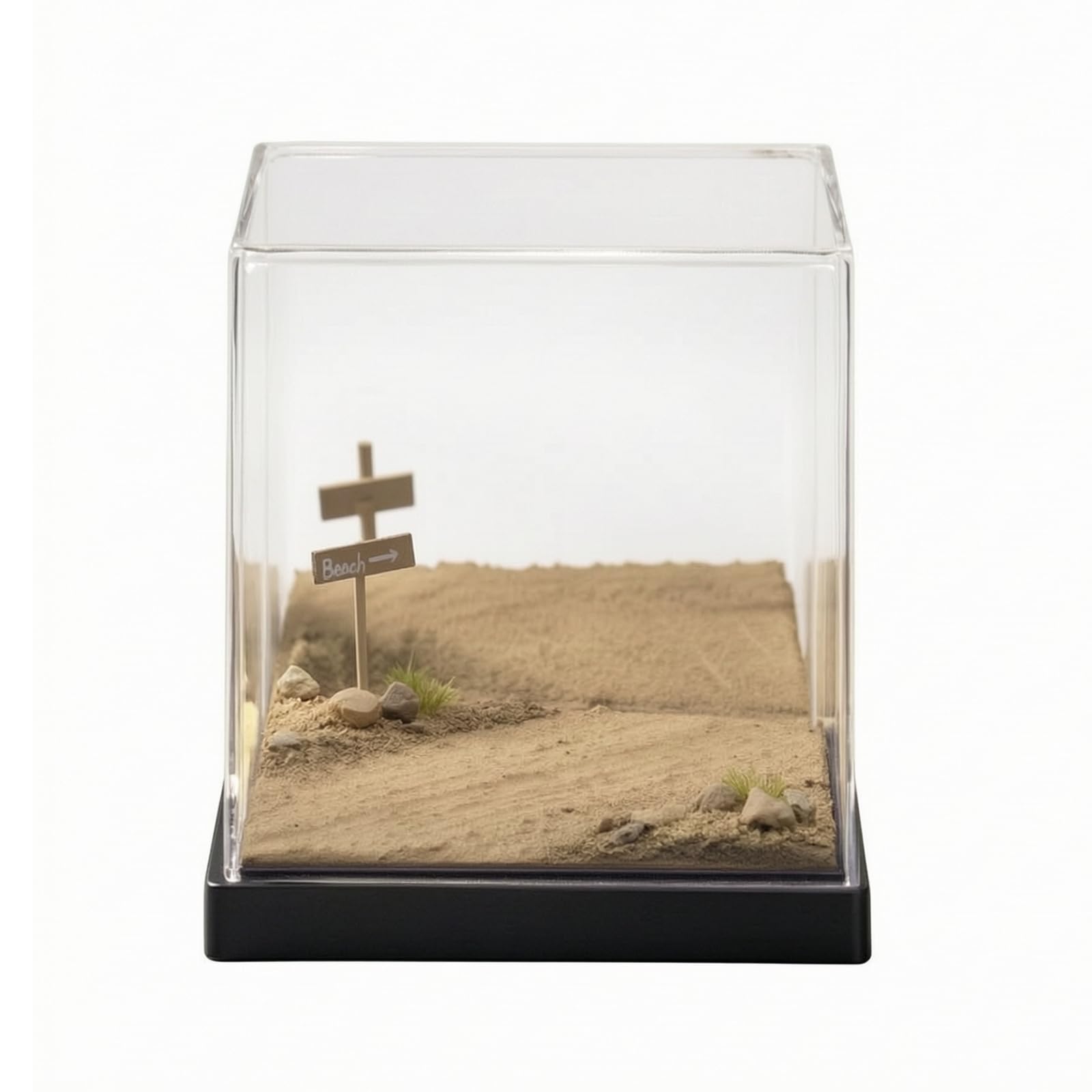 Base Espositiva Diorama con Terreno in, Piattaforma Per Scenario In Miniatura, Modello Di Terreno Sabbioso, Con Copertura In Acrilico