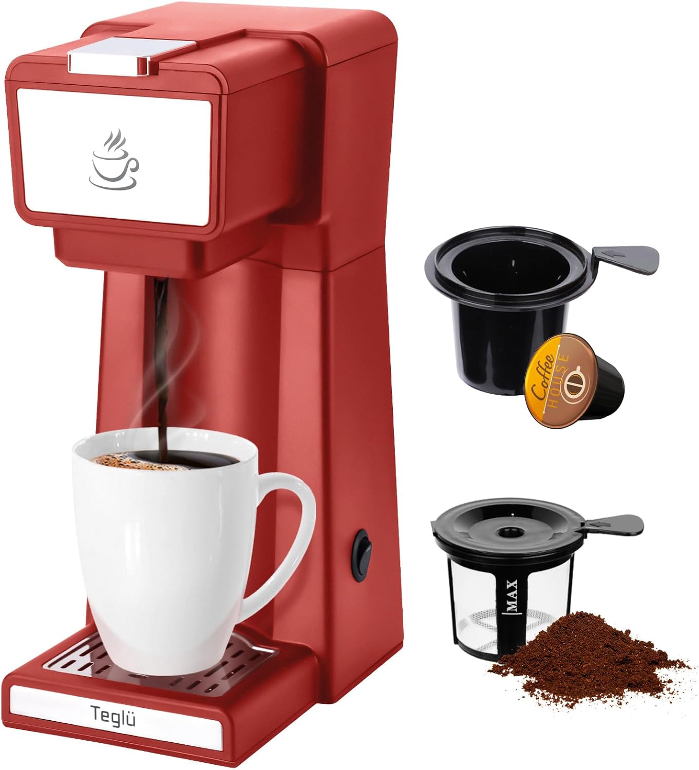 Teglu Single Serve Coffee Maker for K Cup & Ground Coffee
