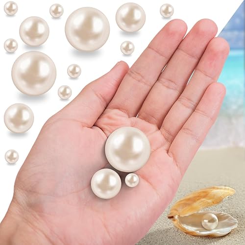 Miniatura 5 de 150 cuentas de perlas de imitación pulidas en crema sin agujeros para decoración de relleno de jarrones, rellenos de perlas de plástico para