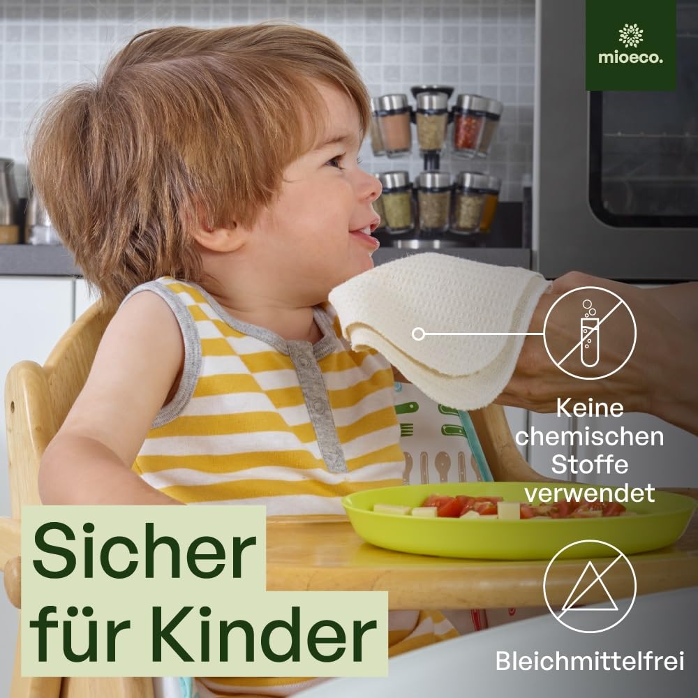 Mioeco 20er-Pack Wiederverwendbare Küchentücher - Waschbare Spültücher aus Bio-Baumwolle - Alternative zu Küchenrollen & Baumwoll Putztüchern - Saugfähig, Robust & Umweltfreundlich
