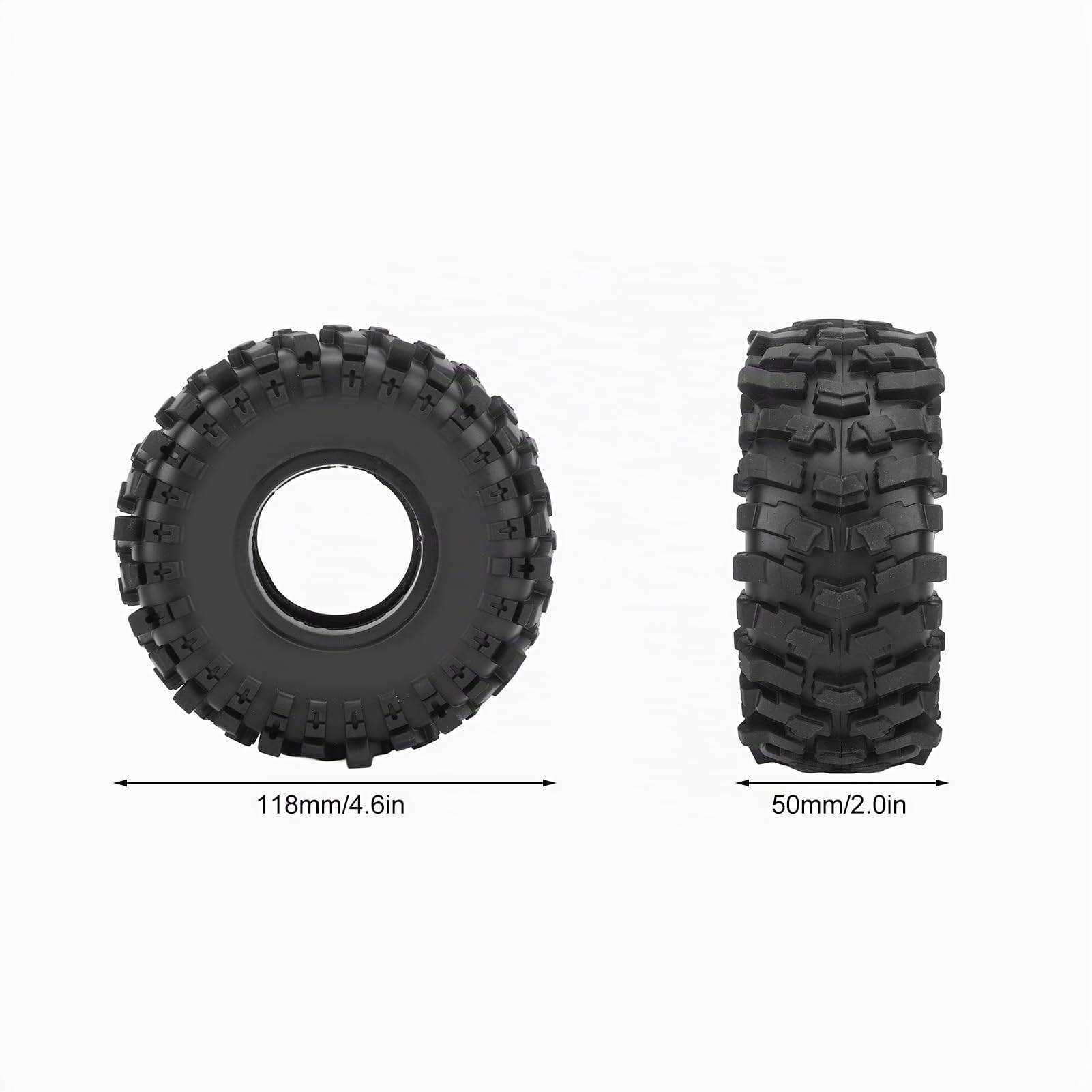 Dilwe Pneu de Voiture télécommandé, 4 Pièces Pneus sur Chenilles RC de 1,9 Pouces Pneus en Caoutchouc avec Insert en Mousse pour Voiture sur Chenilles 1/10 RC SCX10