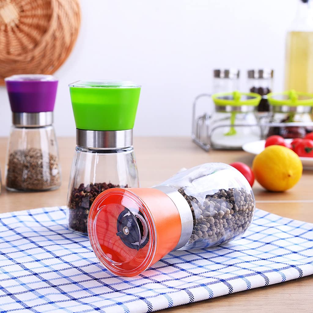RJJ Due pezzi manuale manuale fresco macinato pepe nero grinder ceramica nucleo domestico peperoncino condimento bottiglia barattolo (Color : Green)