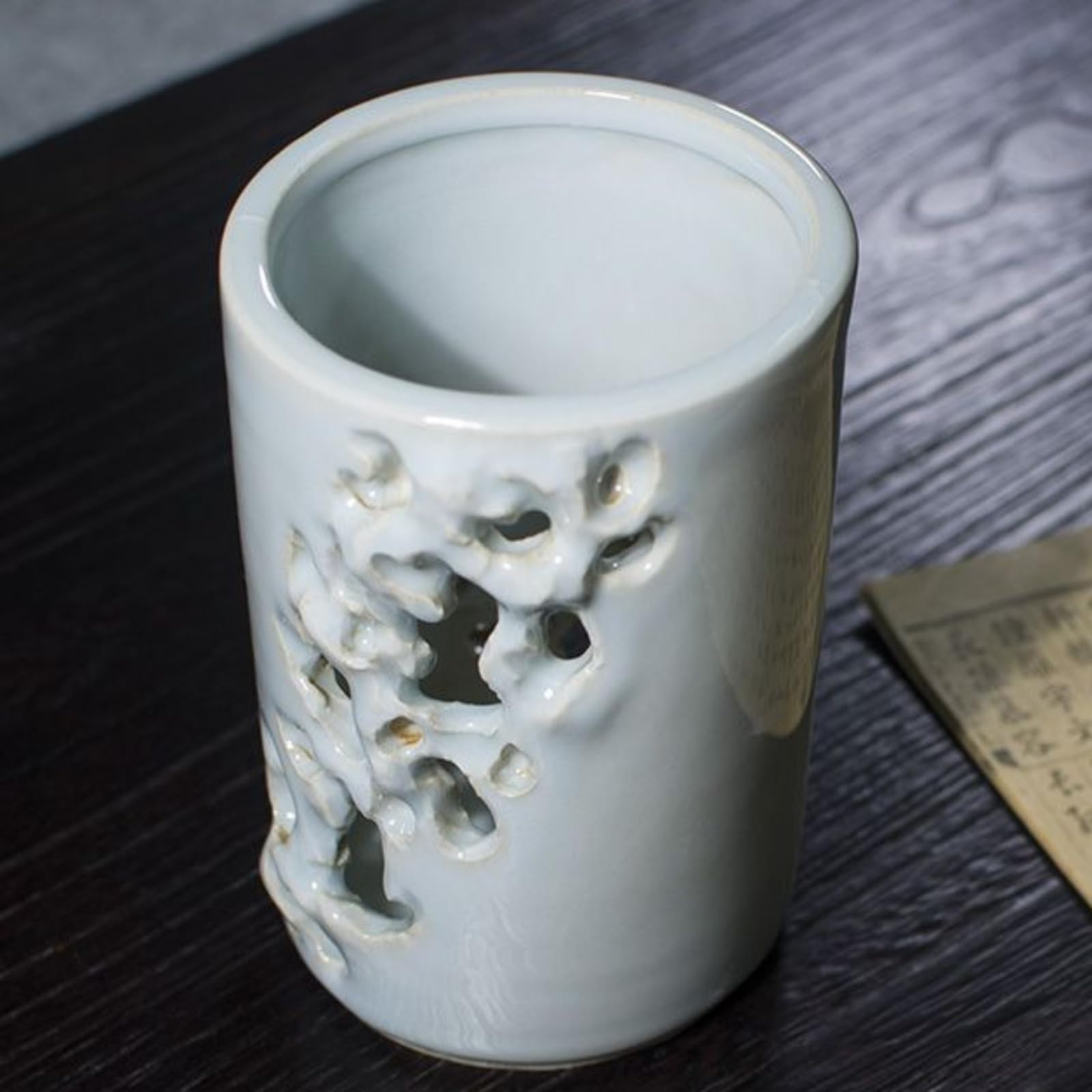 Stifthalter aus Keramik, handgefertigt, chinesischer Stil, 14 cm, Stifthalter, Tischdekoration