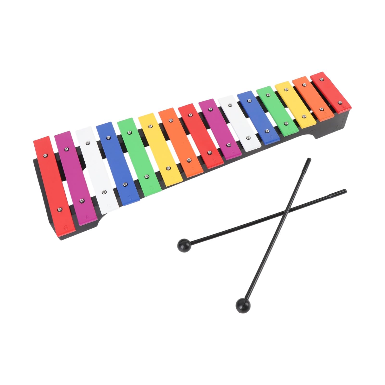 Xylophone en Bois, 15 Notes en Aluminium coloré, Instrument de Percussion Glockenspiel avec Base en Pin Robuste, 2 Maillets, Sac de Rangement pour Débutants, Enfants, éducation Musicale à la