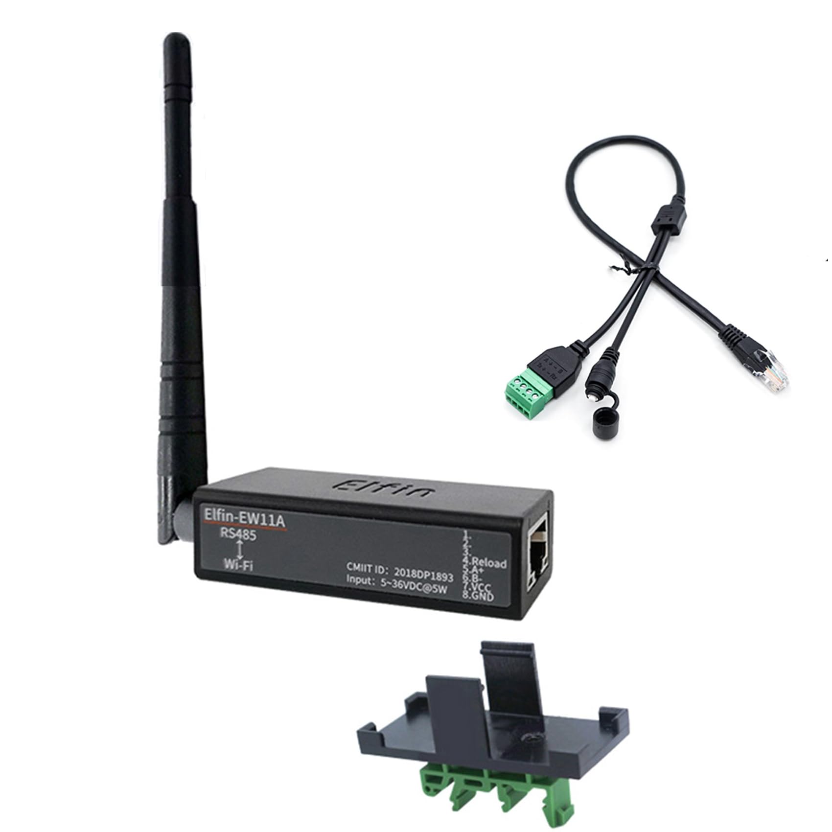 Jevina Convertisseur RS485 vers WiFi EW11A-0 Modbus Protocol Data Transfer via WiFi, prend en charge 802.11bgn