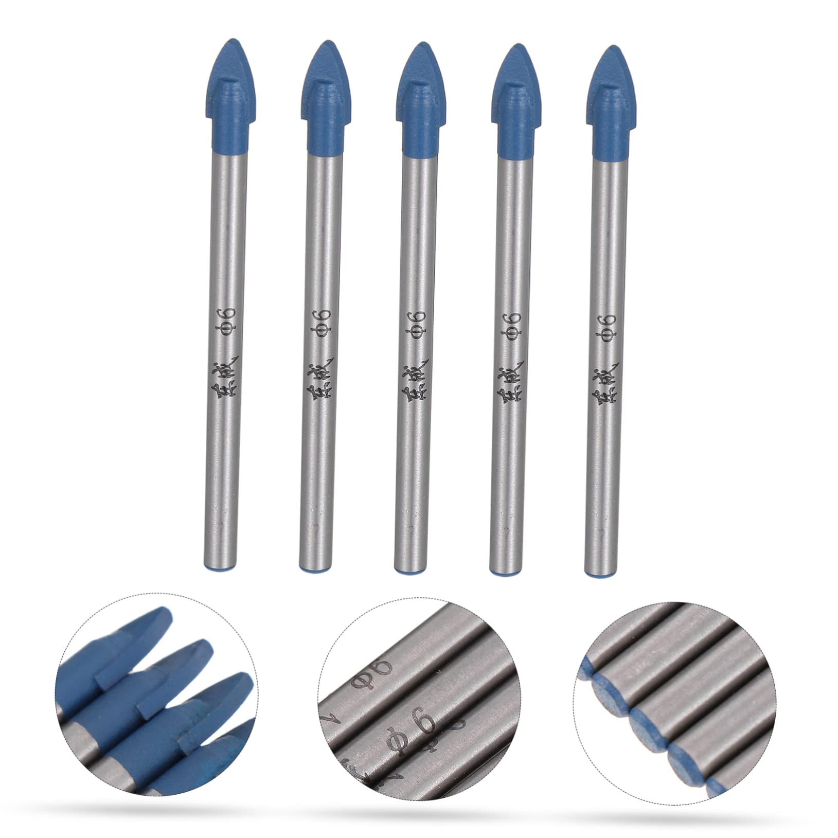 Balacoo 5pcs Hard Alloy Glass Drill Bits Ceramic Glass Hole Opener Sets Triangle Head Drill Bits for Drilling