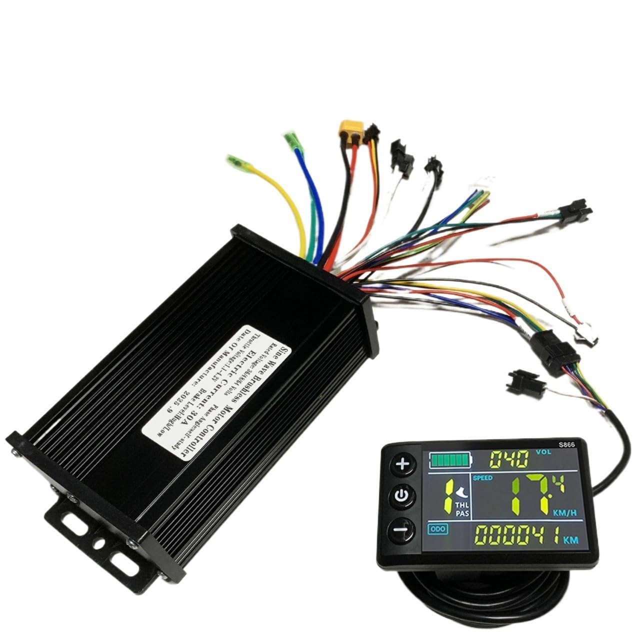 HHB18I 30A sine wave controller 750W 1000W + S866 color display， For e-Bike brushless motor PAS throttle light