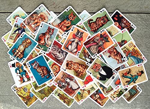 Secret Life of Cats Playing Cards (Poker Deck 54 Cards All Different) Vintage Cats Postcards by Louis Wain - Image 4