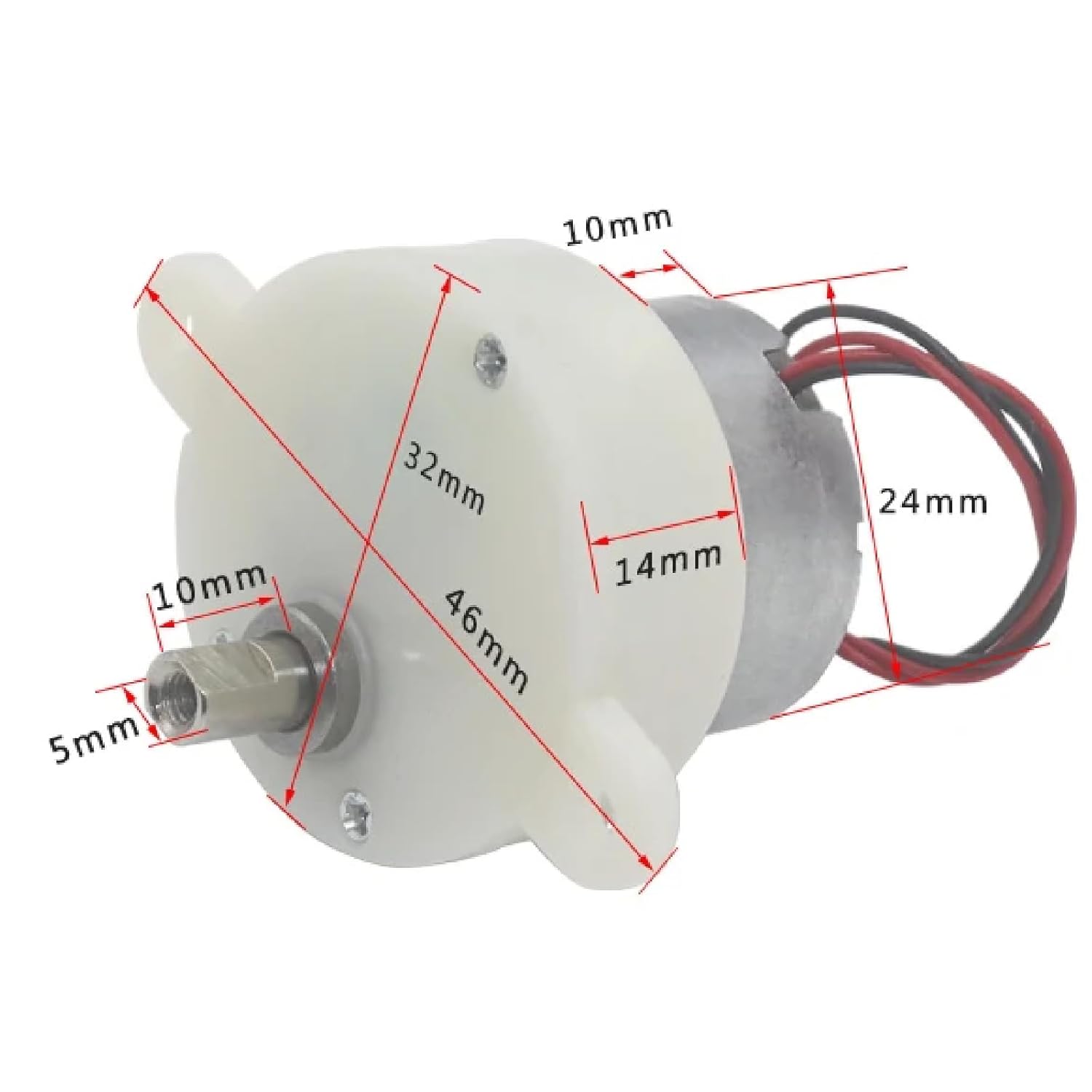 JS-30 Micro DC Gear Motor, 6V Permanent Magnet Brush, 5RPM-100RPM Low Speed, Plastic Gearbox, Eccentric Output Shaft (6V 5RPM)