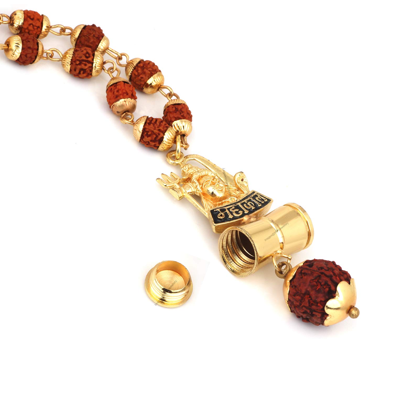 Mahi Lord Shiv/Mahakal Trishul and Damru Religious God Pendant with 24 Inch Rudraksh Mala for Men and Women (PS1101705G) 1