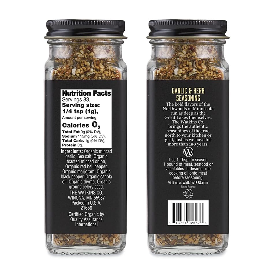  Organic Grilling Garlic & Herb Seasoning, Non-GMO, Kosher, 2.9 Oz, 1-Pack thumbnail