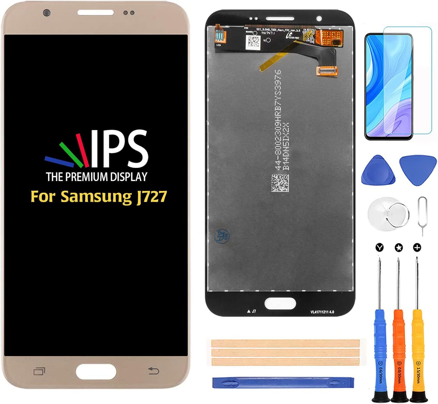 For Samsung Galaxy J727 TFT LCD Display Screen Replacement,for J7 Sky Pro 2017 J727A J727R4 J727V J727P J727U Sky Pro LCD Repair Kit,with Tempered Glass+Tools (Black)
