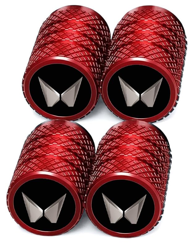 Greenworld Premium Red Metal Car Tyre Valve Cap Air Cap Car Tyre Valve Stem Cap Air Covers with Logo (New-Mahin-DRA)