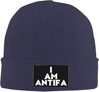I Am Antifa Knit Hat Pro Democracy Anti Fascism Beanie Warm Winter Cap for Men Women Black
