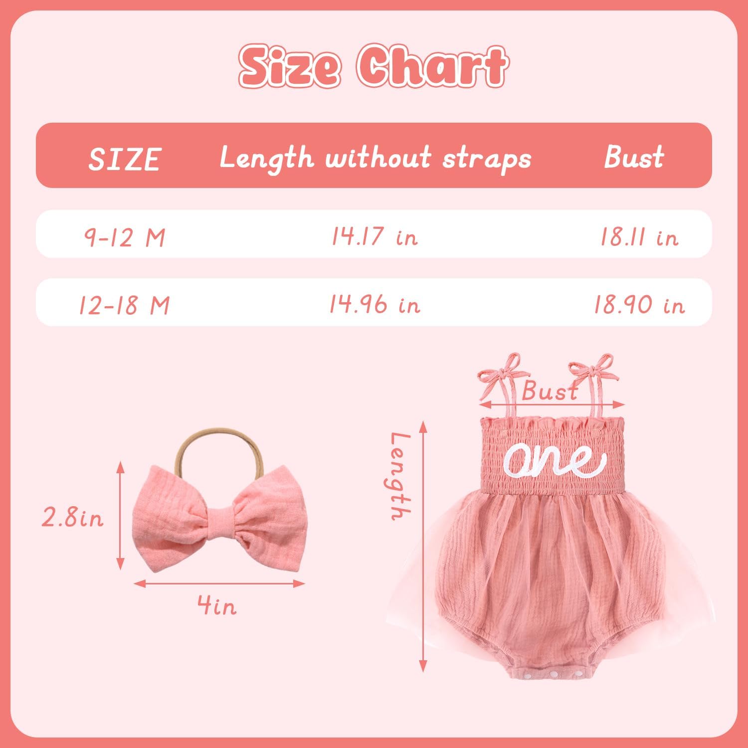 HONGTEYA Baby Girl 1st Birthday Outfit Girl First Birthday Clothes One Year Old Gifts Romper Tulle Summer Newborn Dress - Image 5