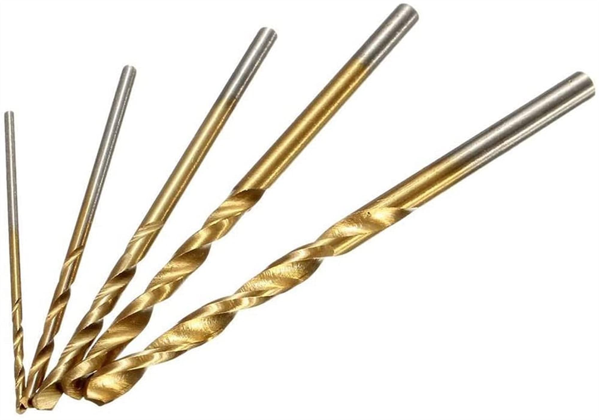 50 sztuk wierteł spiralnych ze stali szybkotnącej 1,0/1,5/2,0/2,5/3,0 mm zestaw tytanowy 3 powlekane HSS narzędzia do obróbki drewna ręczne