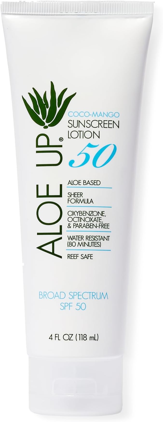 White Collection SPF 50 | Sunscreen Lotion for Face & Body with Aloe Vera Gel | Water Resistant up to 80 Minutes | Reef Friendly, Non Greasy, Fast Absorbing | Coco Mango Fragrance 4 Oz