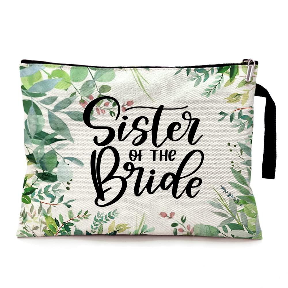 ZHANTUONE Sister of the Bride Cosmetic Bag, Gift for Bride's Sister, Wedding Party Cosmetic Bag, Bridal Shower Gift