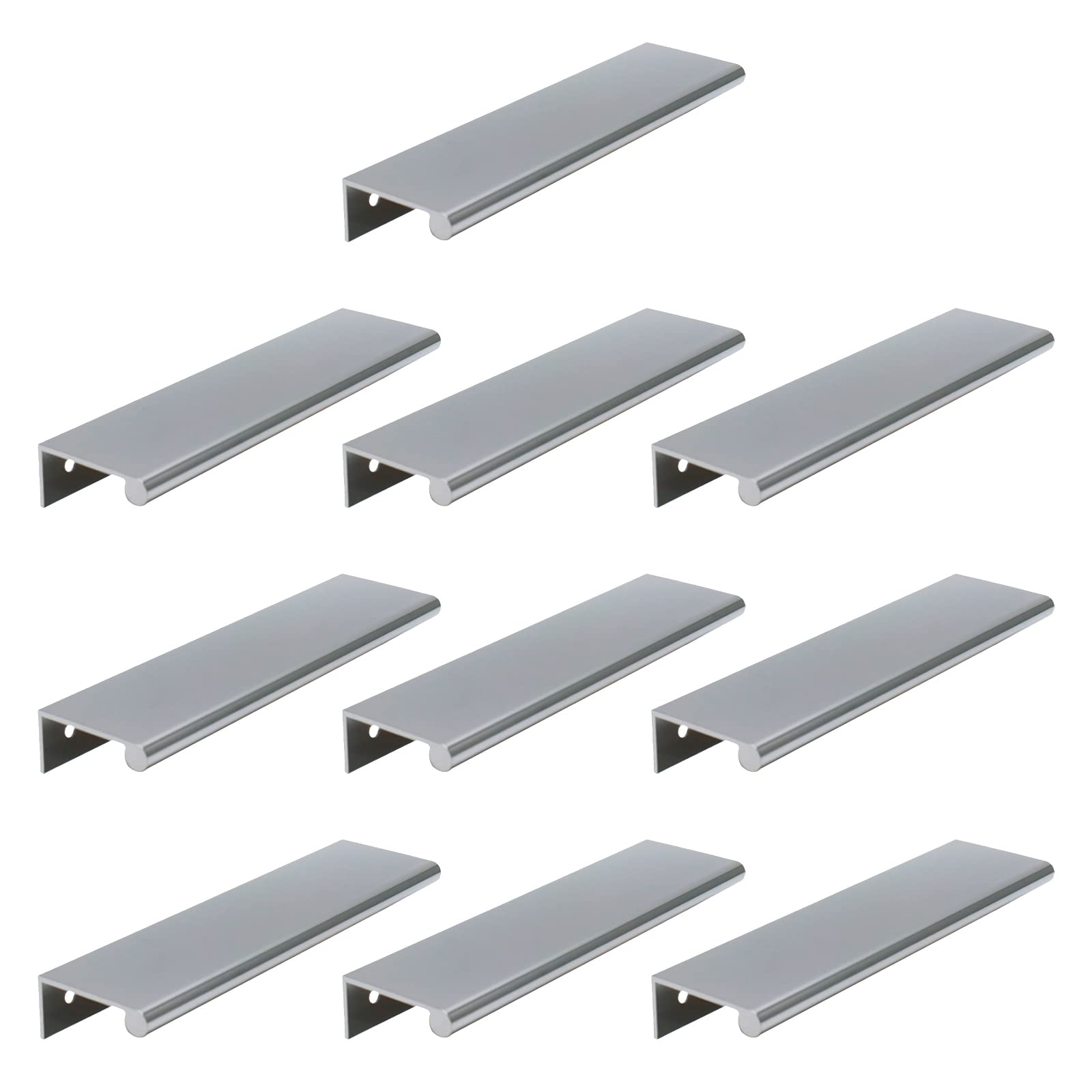 LC LICTOP 150mm/5.91" Back Mount Finger Edge Pull Concealed Handle for Home Kitchen Door Drawer Cabinet,Chrome,128mm/5.04" Hole Center,10Pcs
