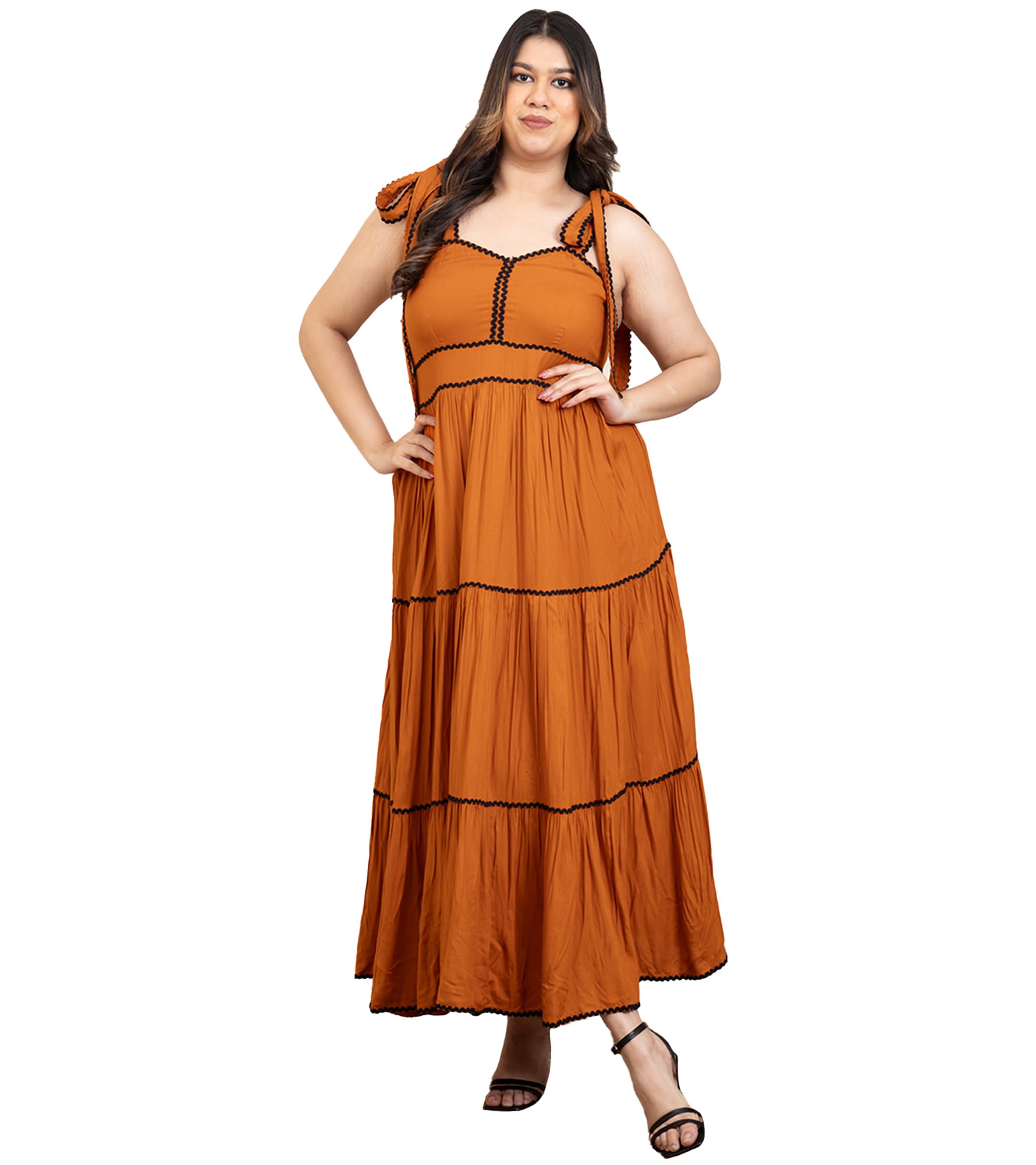 deebaco Women's Solid Rayon Fit and Flare Maxi Dress for Woman Festive Fancy|Casual Trending Stylish Long Plus Size One Piece Dresses Women Western Sleeveless(3XL,4XL,5XL,6XL)-picture-19