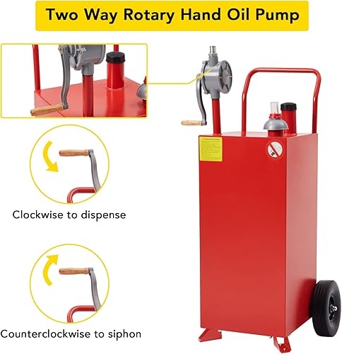 Miniatura 4 de Carrito de gasolina de 30 galones con bomba, tanque de combustible portátil sin ruedas delanteras, tanque de gasolina, tanque de almacenamiento de