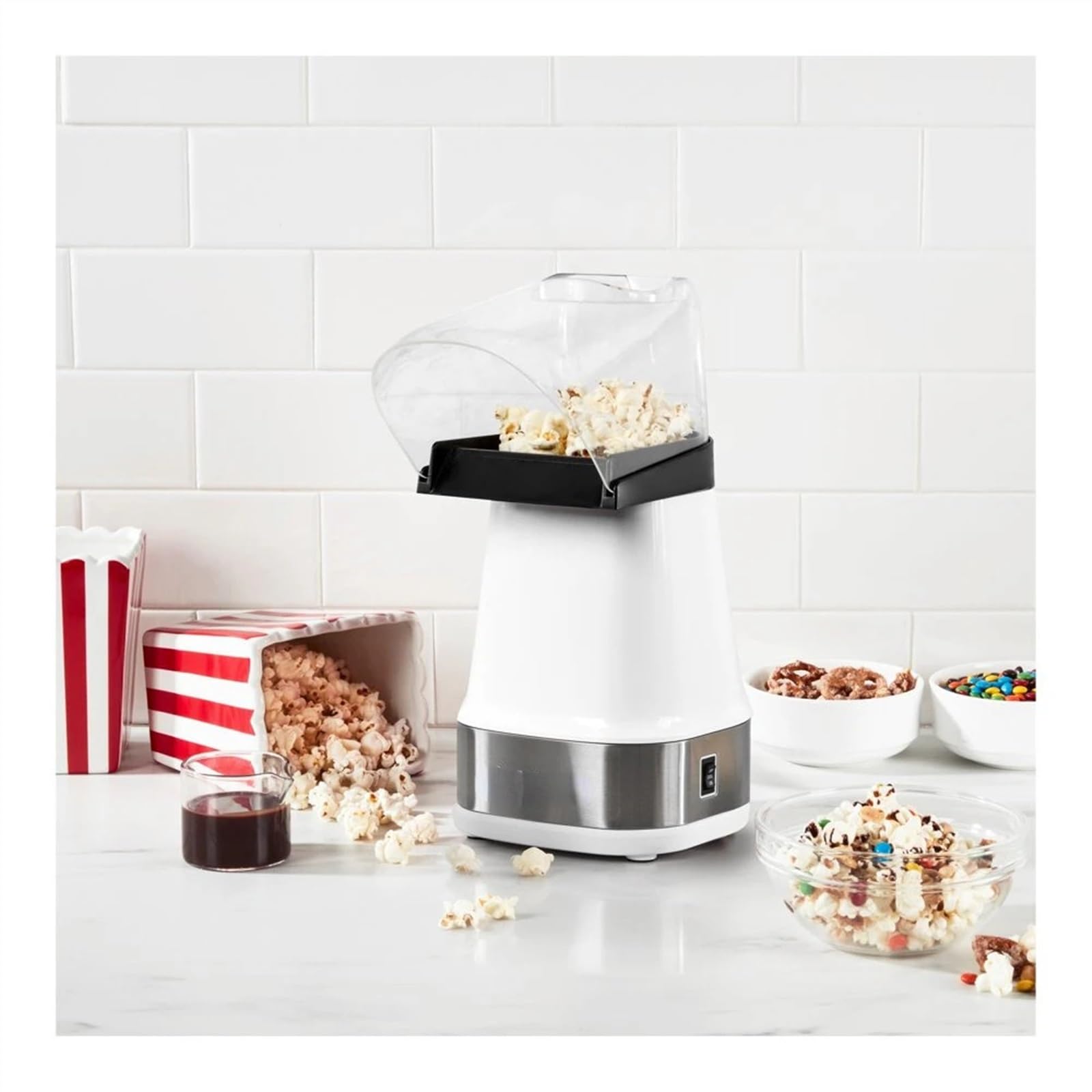 Máquina de Palomitas Máquina de Palomitas de maíz de Aire Caliente, máquina Profesional de Palomitas de maíz automática for el hogar, Color Blanco Palomitero