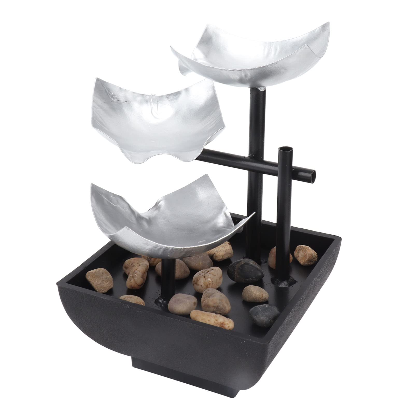 Adornos de Fuente de Agua Corriente de Escritorio USB, decoración de característica de Agua de Roca de Tres Capas, Ciclo silencioso, decoración del hogar de Escritorio de 5V