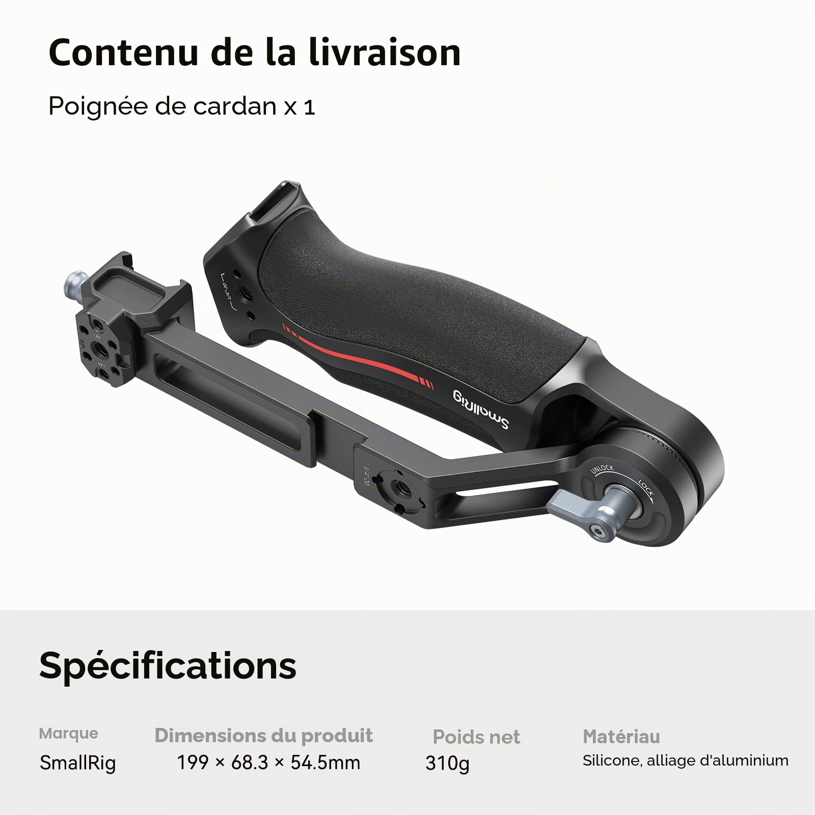 SMALLRIG RS 4/RS 4 Pro Poignée Réglable pour DJI, 8 kg, 3028C