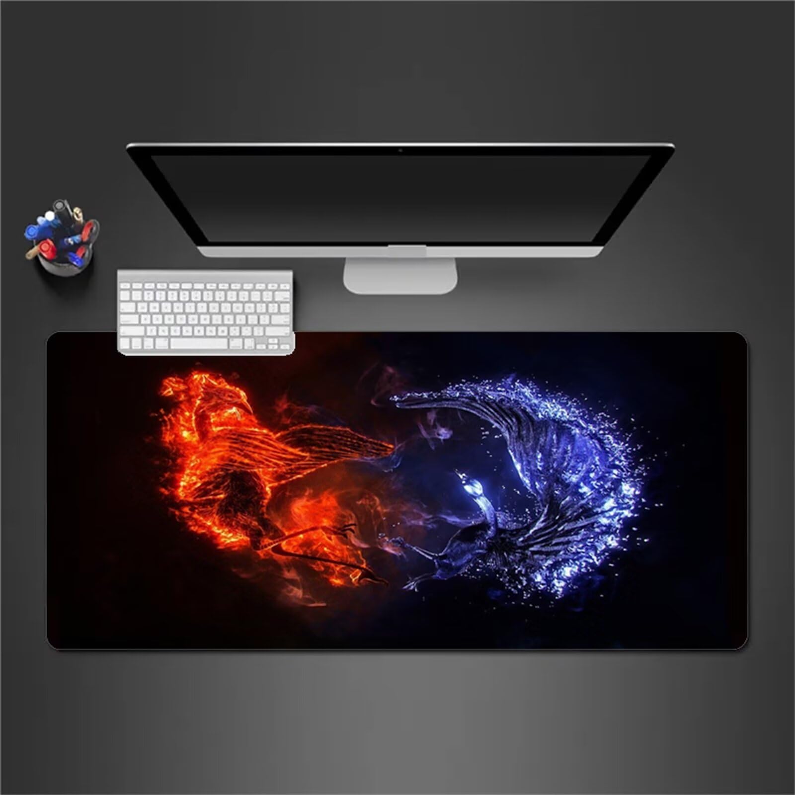 Alfombrilla Raton Gaming XXL 1200x600x2cm Alfombrilla de Ratón Grande Alfombrilla Gaming de Escritorio con Base Antideslizante para Gamers PC y Portátil (Rojo Azul)
