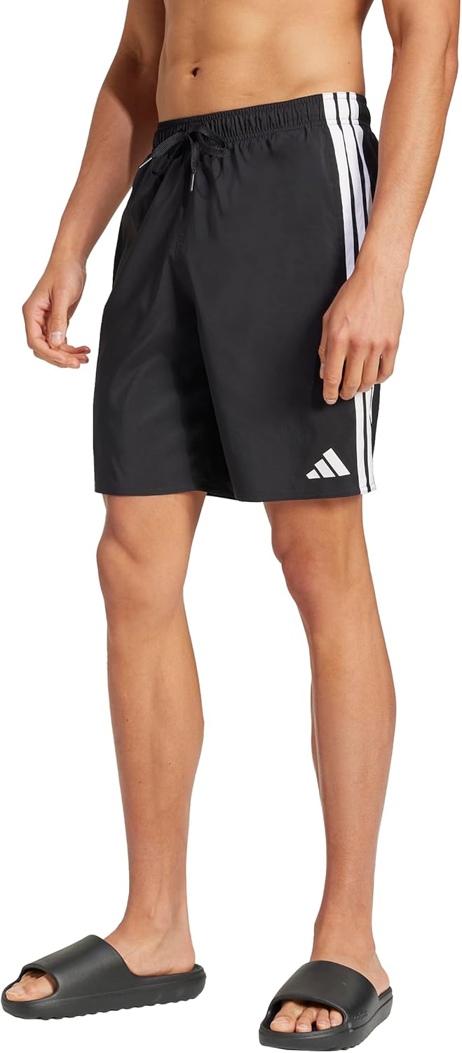 adidas Mens 3-Stripes Swim 8 Inch Shorts Casual Swimwear Casual Lightweight - Grey