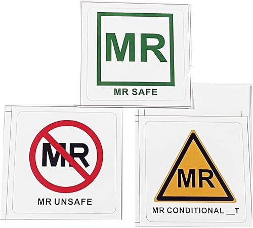 Juego de 30 pegatinas de vinilo de etiquetas condicionales inseguras para resonancia magnética de seguridad MR, 2 x 2 pulgadas, impermeable, 30