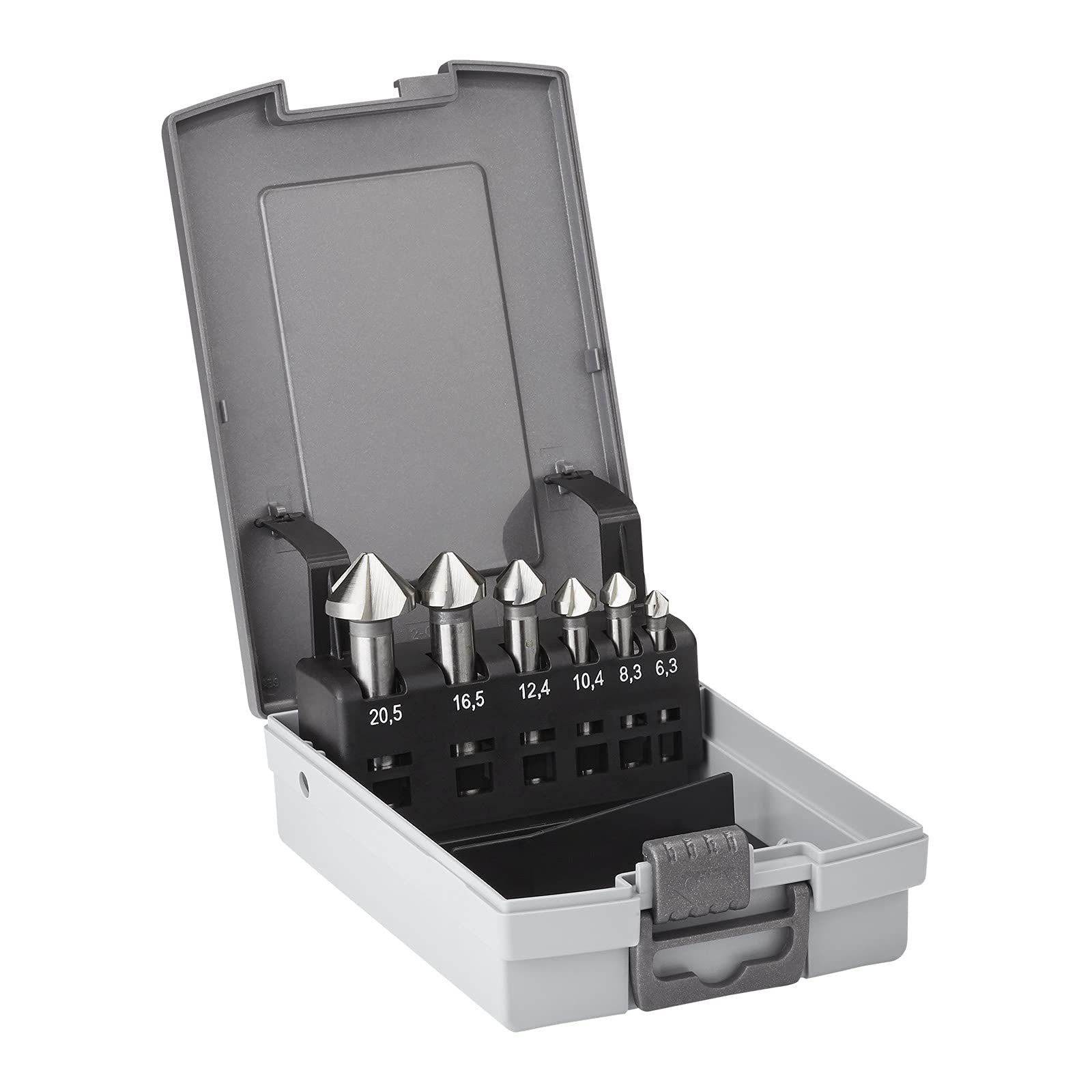 SOTECH Juego de 6 piezas avellanador HSS-G Broca avellanadora DIN 335 C Avellanador Ø 6,3/8,3/10,4/12,4/16,5/20,5 mm Juego de avellanador para desbarbar