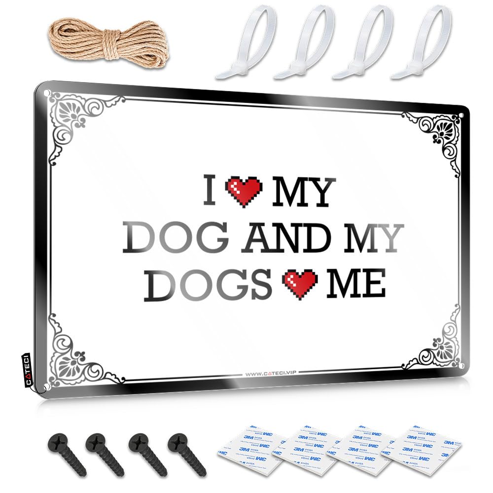 Panneau mural I Love My Dog pour chambre déco humoristique
