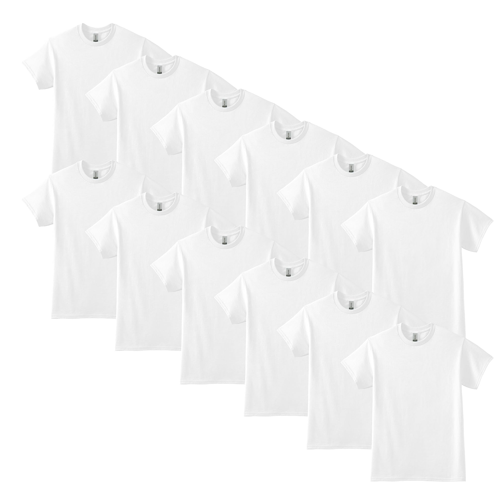 Gildan Unisex White (12-Pack) Dryblend T-Shirt, Style G8000, Multipack,