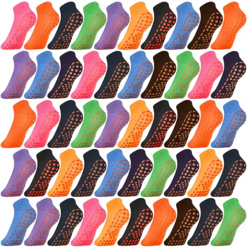 Image of Haysandy 40 Pairs Non Slip Yoga Socks for Women, Pilates Socks | Bulk, Grippy Slipper Socks, Non Slip Fits Most People, Anti Skid Grips Dots for Hospital Athletic Ballet