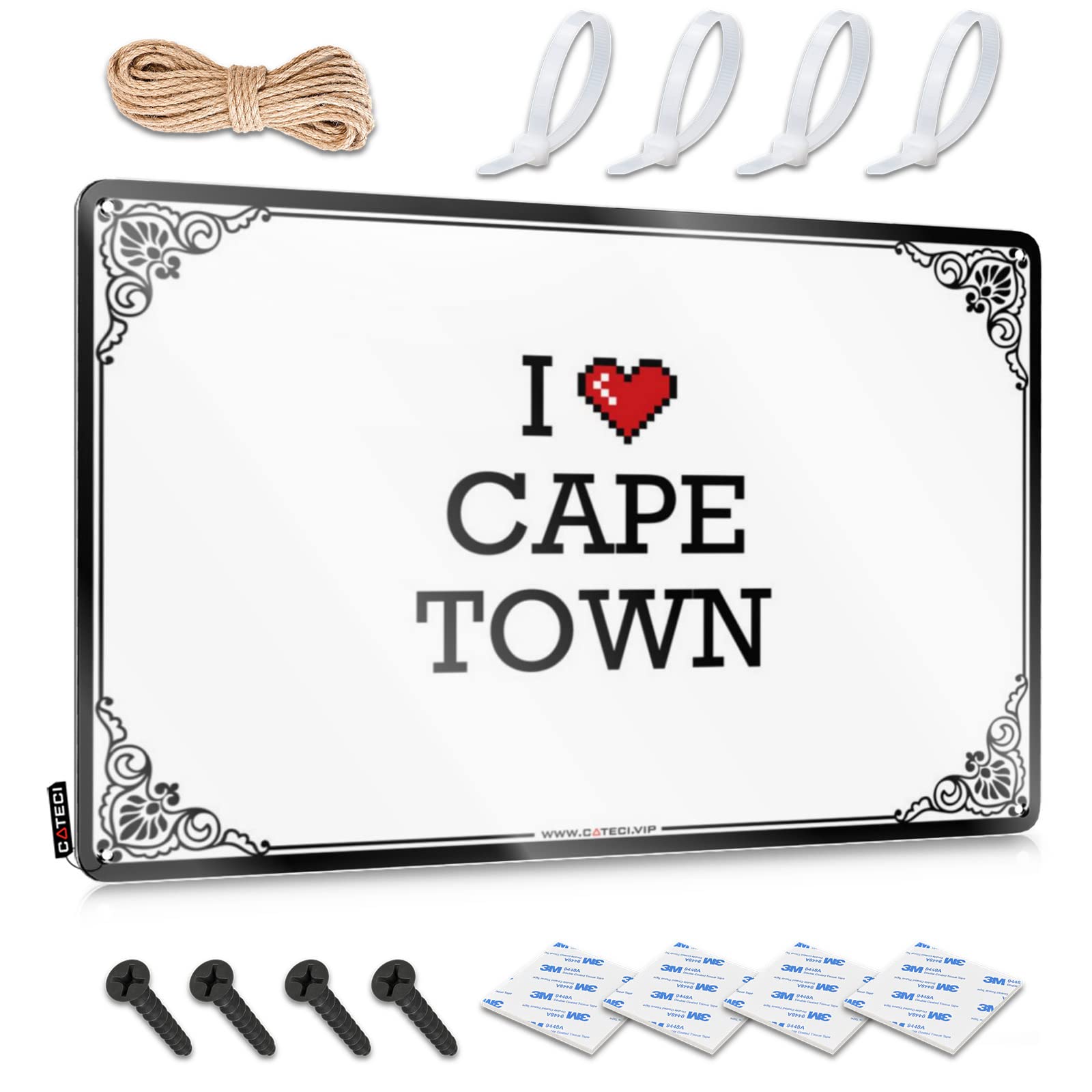 Industrial Decorations Rustic Wall Poster, Cool Wall Decor Funny Quote Design For Slow Garage | Nice Anti-rust Metal I Love Cape Town(30X40CM)
