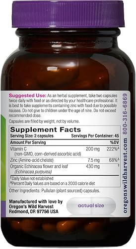 Miniatura 2 de Oregon's Wild Harvest Echinacea con cápsulas de zinc y vitamina C, 90 unidades