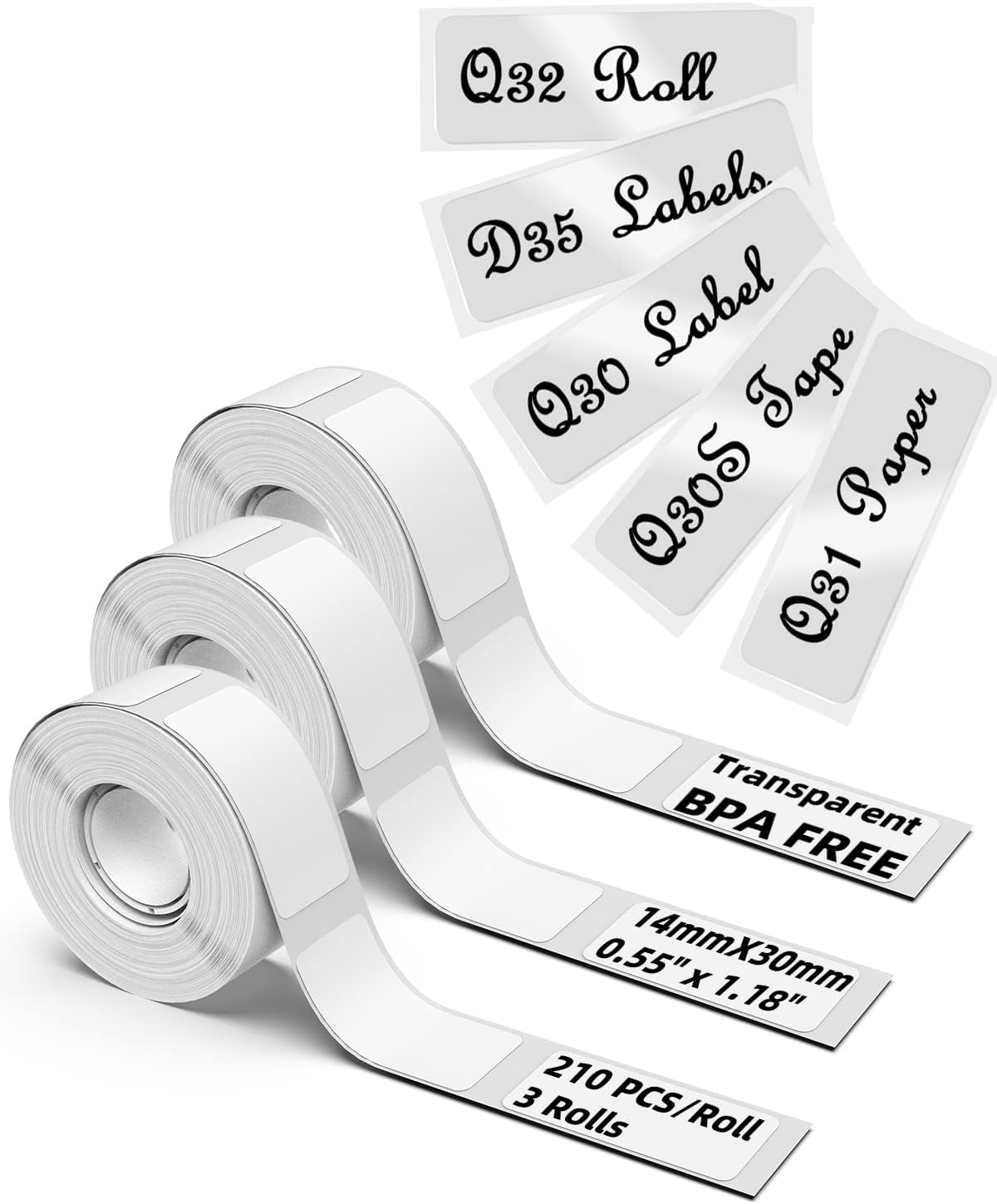 Clear Q30S Label Tape D35 Labels for Q30 / Q31 / Q32 / Q30S / D35