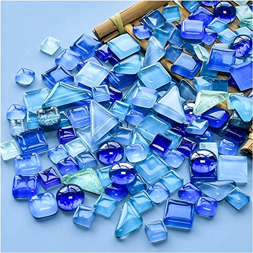 500g Mixed Color Irregular Crystal Mosaic Tiles,Tiny Mosaic Tile DIY Hobbies Children Handmade Crystal Craft for Craft Bathroom Kitchen Home Decoration DIY Art Projects,0.4X0.4 Inch (Blue Series)