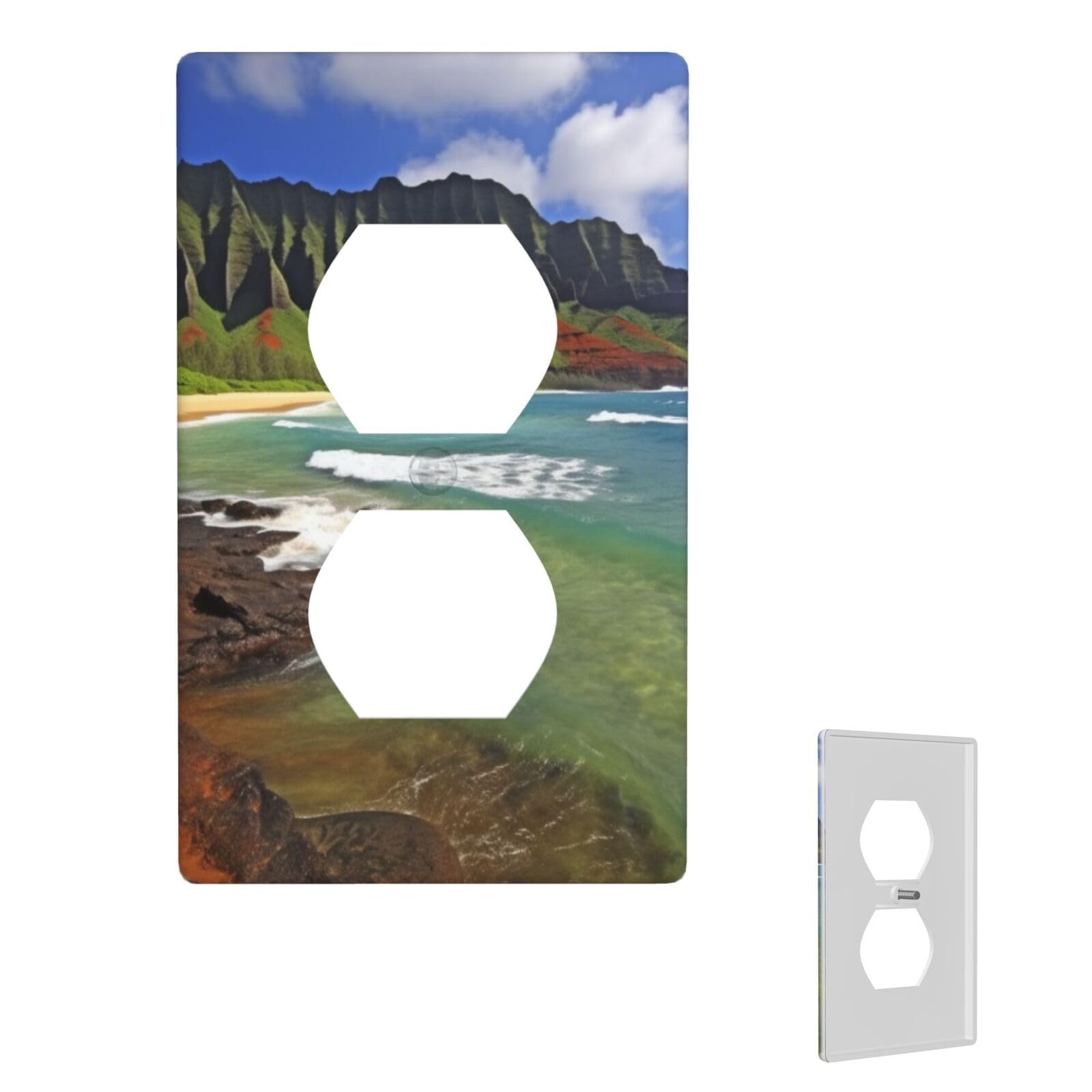 1-Gang Decorator Wall Plate Kauai Hawaii Seashore Light Switch Cover Single Gang Receptacle Wall Plate Standard Size 4.5" x 2.76" Wallplate Unbreakable Polycarbonate Outlet Faceplates Cover