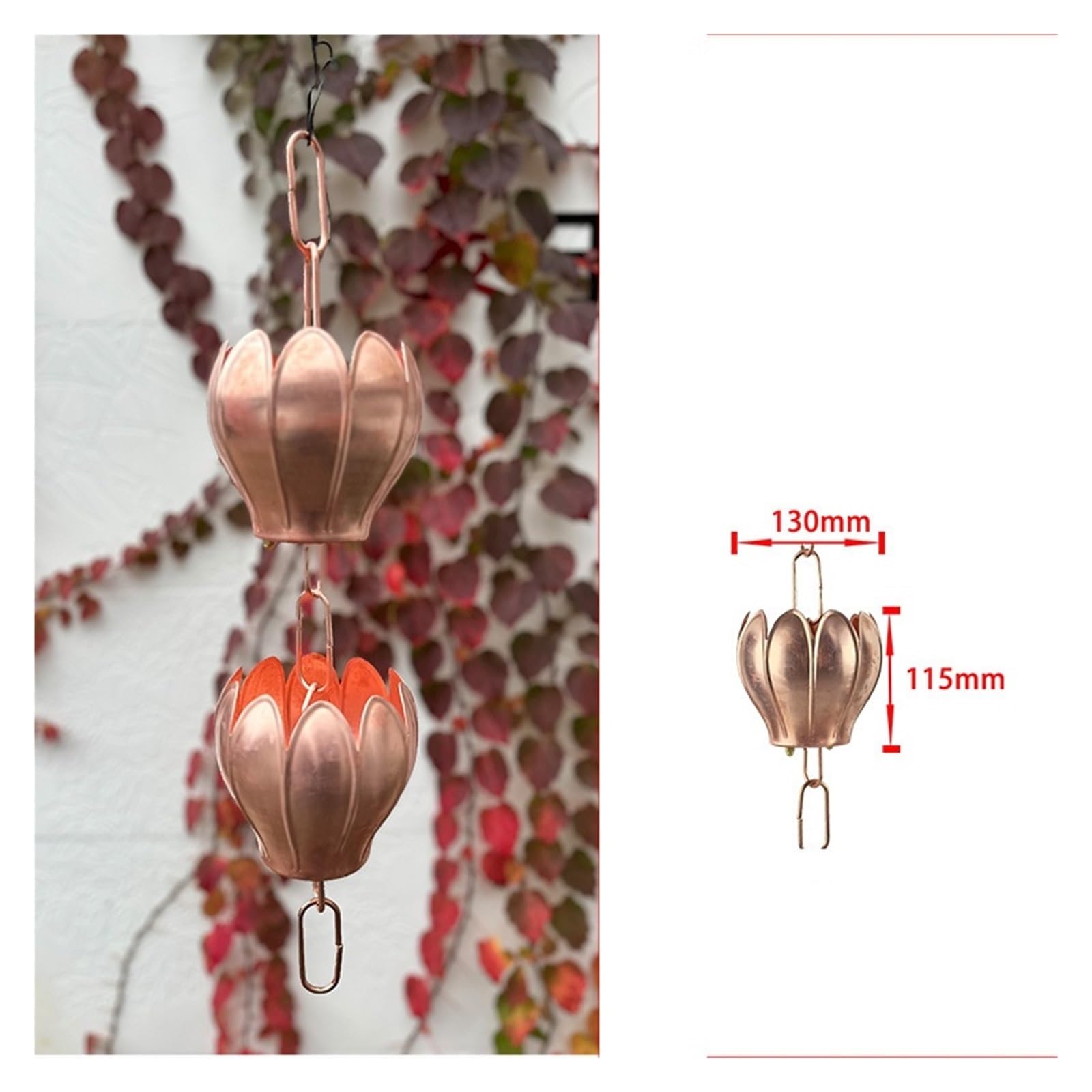Okap Świątyni Dekoracyjny Drenaż Łańcuch Deszczowy Przeciwdeszczowy Krajobraz Dziedzińca Willi Praktyczne I PięKne(Purple Copper Buddha Lotus Flower)